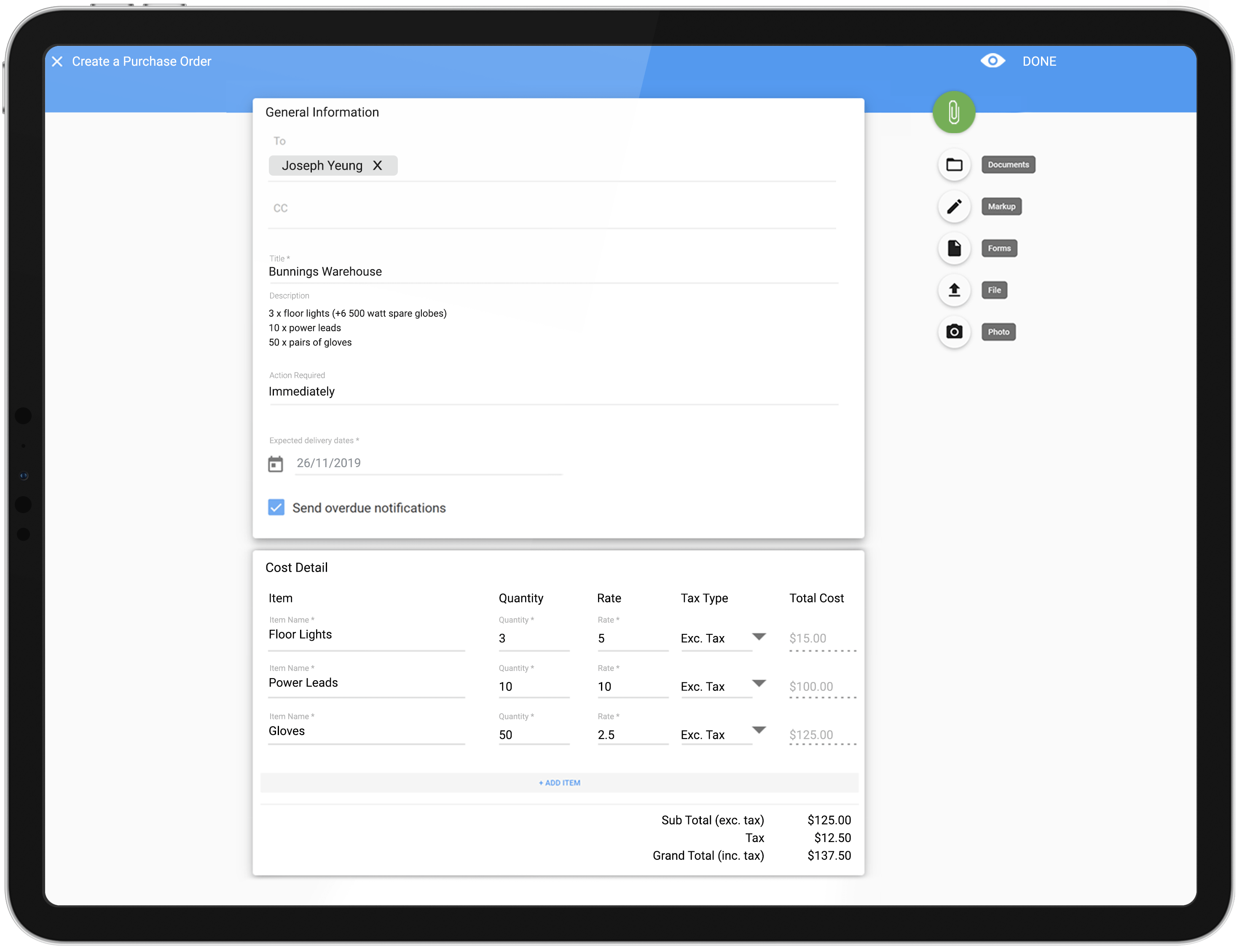 AU_Material Purchase Order_iPad