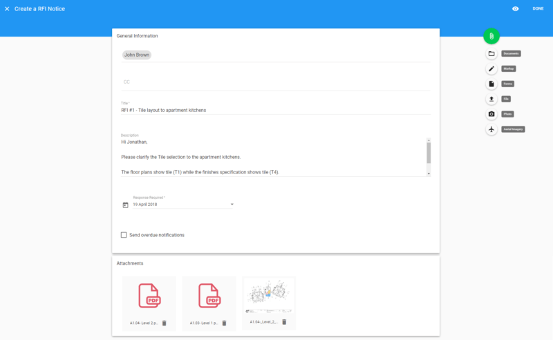 Construction RFI Form WeBuild