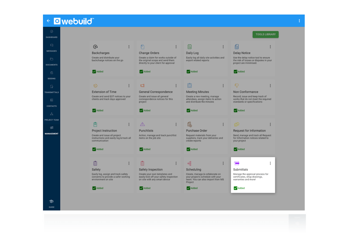 WeBuild Submittals